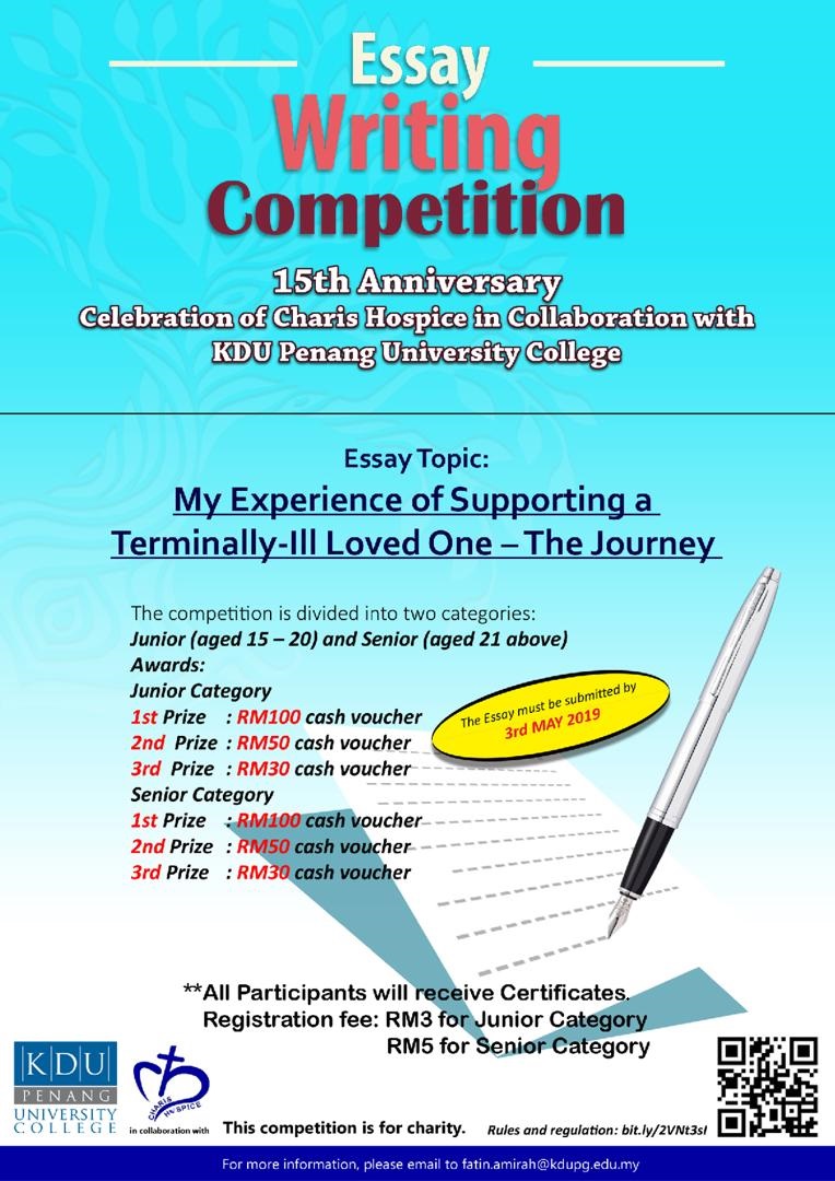 Essay Writing Contest entitled ‘My Experience of Supporting a Terminally-ill Loved One-The Journey’
